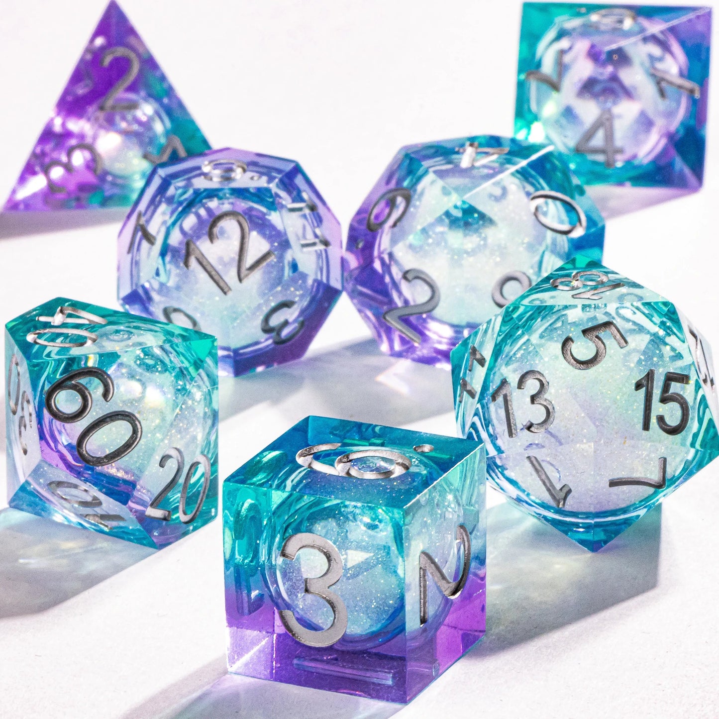 DnD Liquid Core Resin Dice, Handmade Liquid Dice, Polyhedral Dice Set for Dungeons and Dragons, Galaxy Dice Set, dice set dnd