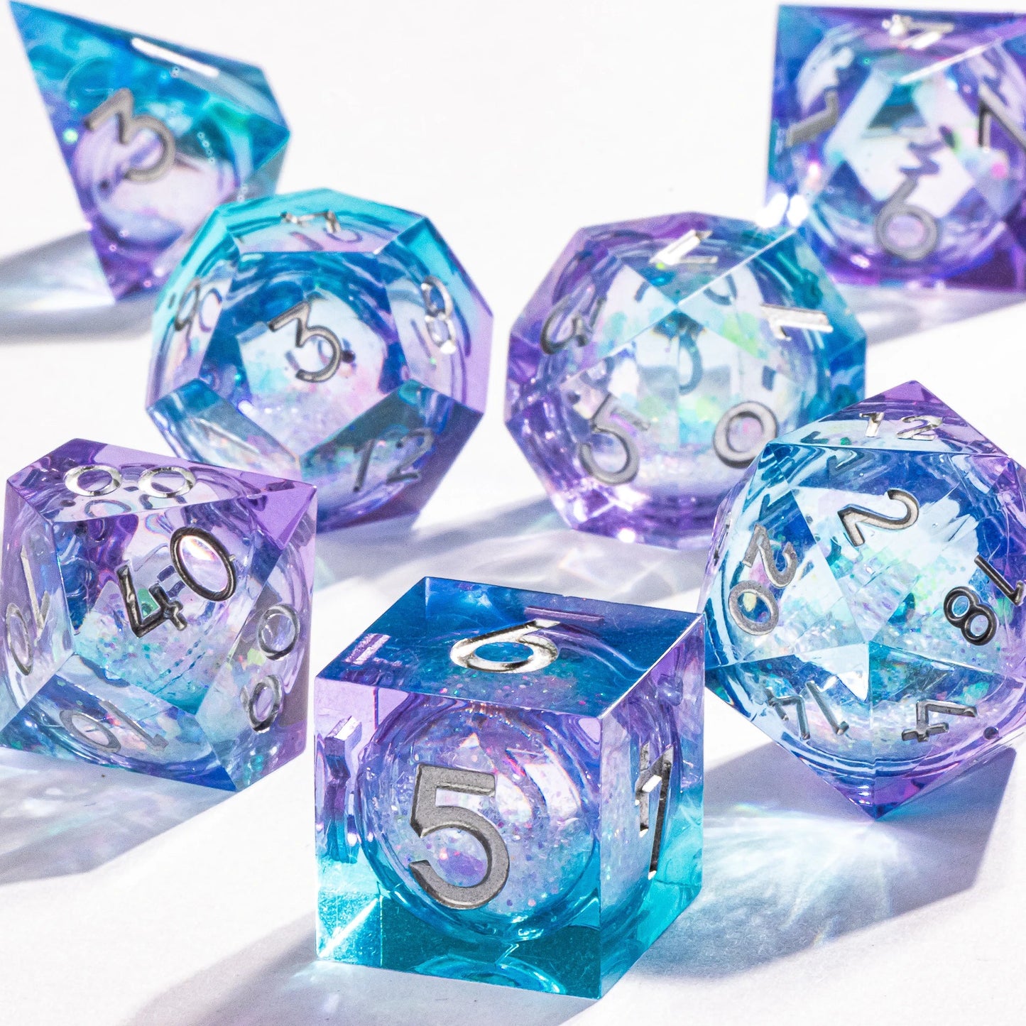 DnD Liquid Core Resin Dice, Handmade Liquid Dice, Polyhedral Dice Set for Dungeons and Dragons, Galaxy Dice Set, dice set dnd