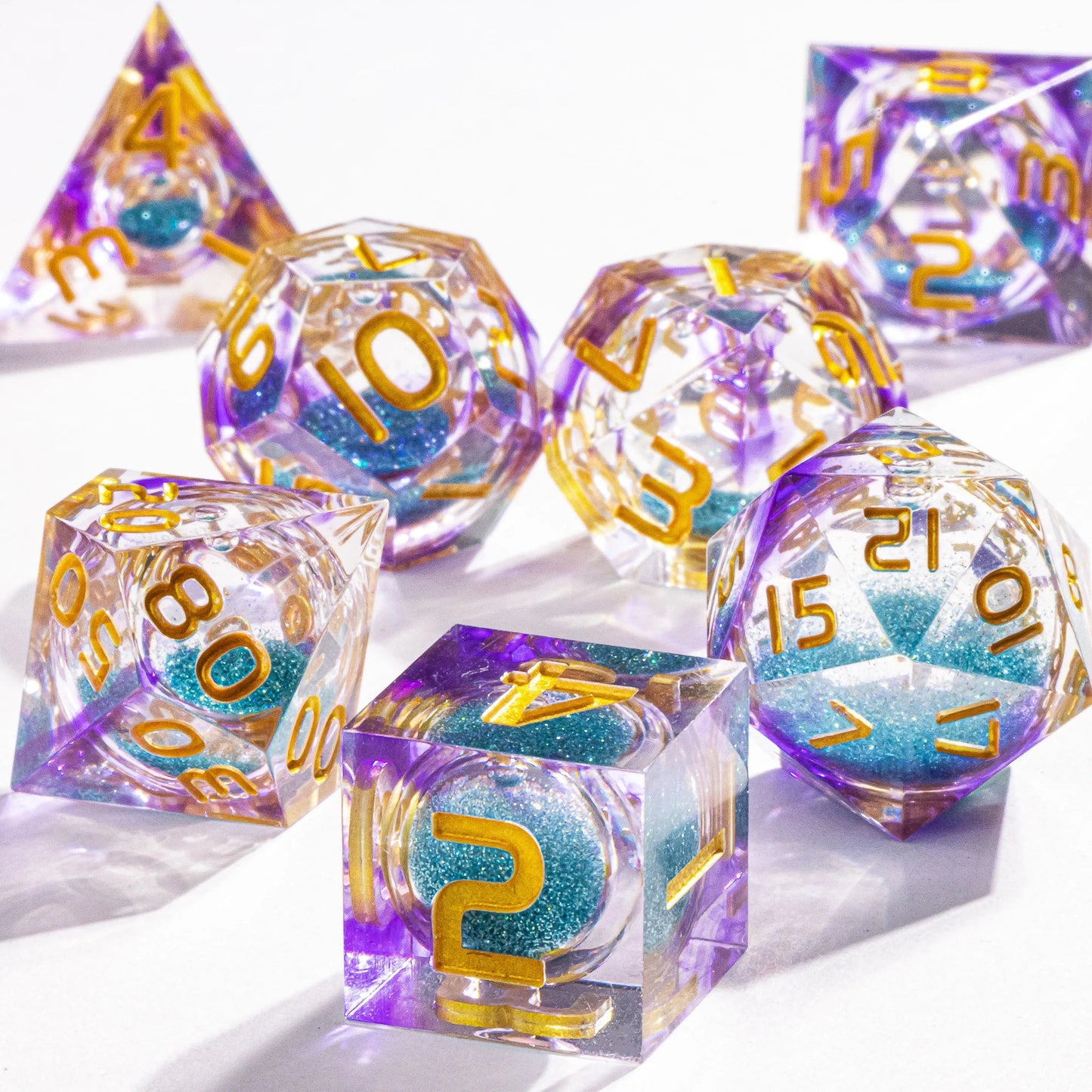 DnD Liquid Core Resin Dice, Handmade Liquid Dice, Polyhedral Dice Set for Dungeons and Dragons, Galaxy Dice Set, dice set dnd