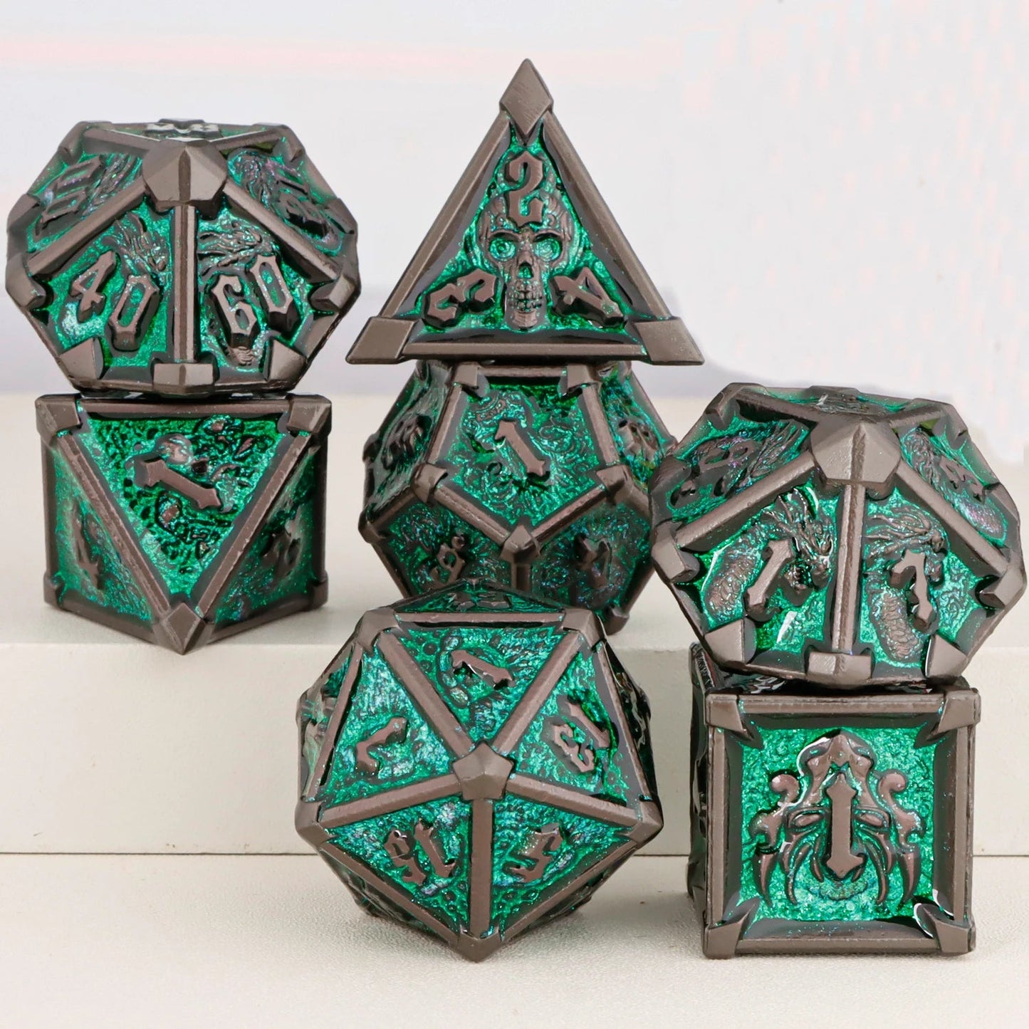 DND Metal Polyhedral Dice Set SetDungeon and Dragon Suitable for Smooth Rolling in RPG and Table Game