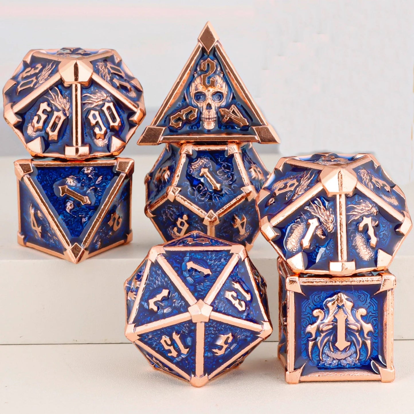 DND Metal Polyhedral Dice Set SetDungeon and Dragon Suitable for Smooth Rolling in RPG and Table Game