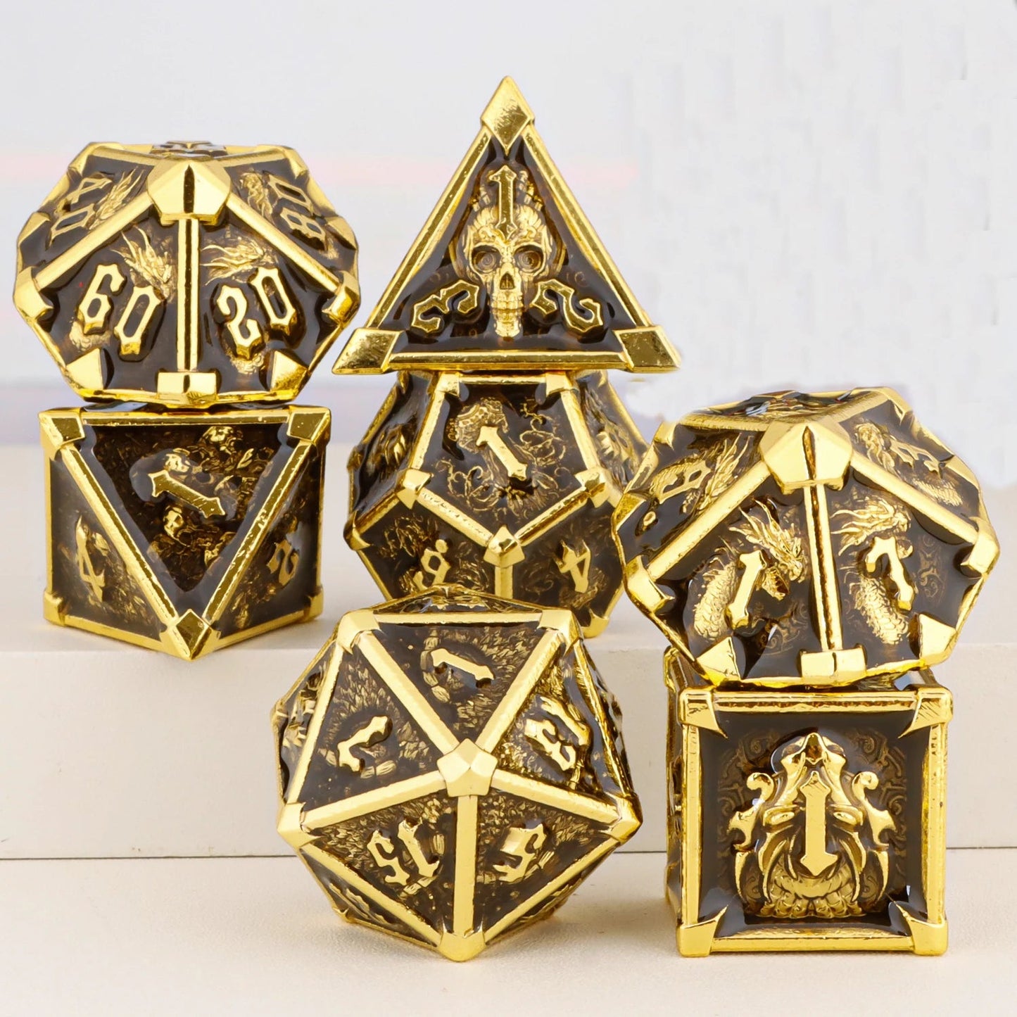 DND Metal Polyhedral Dice Set SetDungeon and Dragon Suitable for Smooth Rolling in RPG and Table Game