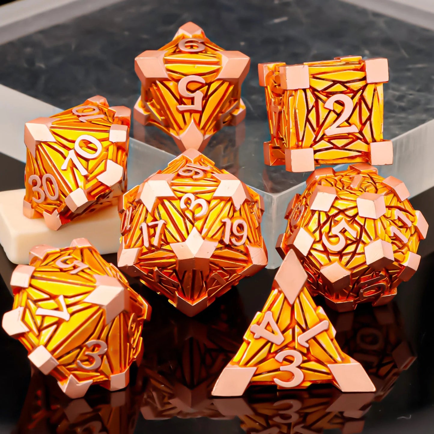 DND Metal Polyhedral Dice Set SetDungeon and Dragon Suitable for Smooth Rolling in RPG and Table Game