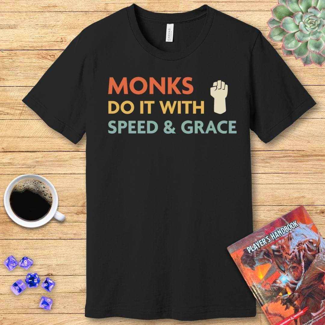 DnD Monks Do It With Speed & Grace Shirt - Navy / S
