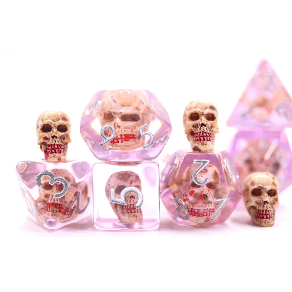 DND Polyhedral rpg 7pcs set resin transparent animal inclusion dice