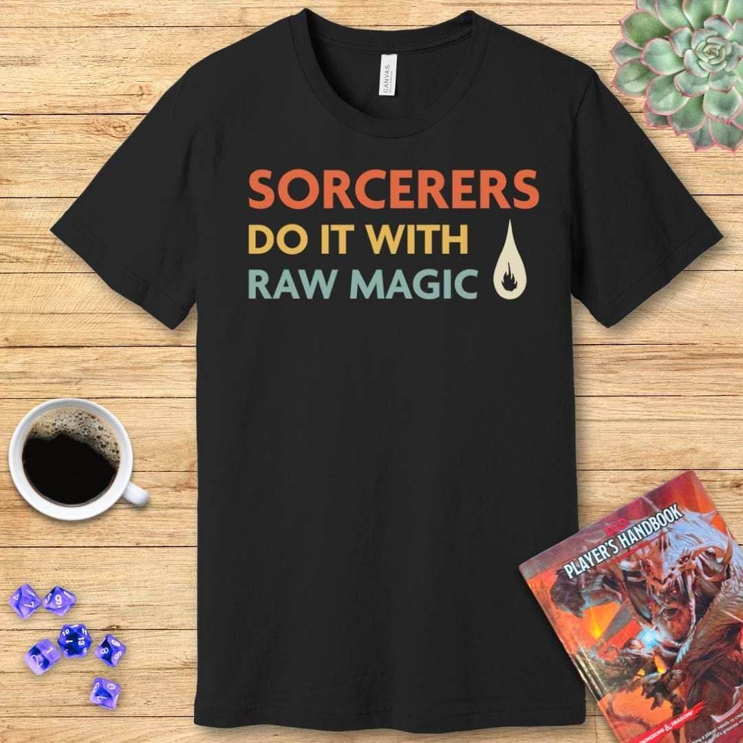 DnD Sorcerers Do It With Raw Magic Shirt - Navy / S
