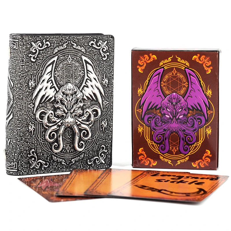 DND Spellcard Holder Cthulhu Embossed Hard Cover Spellbook Deck Case with 54 Blank Cards Tabletop Gaming Accessories