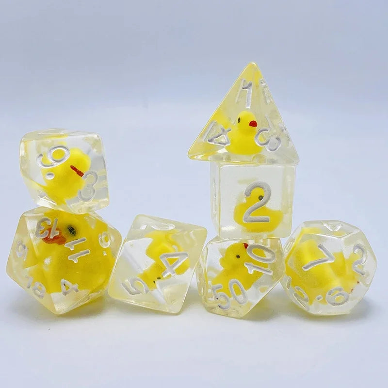 DND Upscale 7Pcs Resin Dice Set Polyhedral Inline Animal D4 D6 D8 D10 D12 D20 Dices for RPG Board Game and Tabletop Games