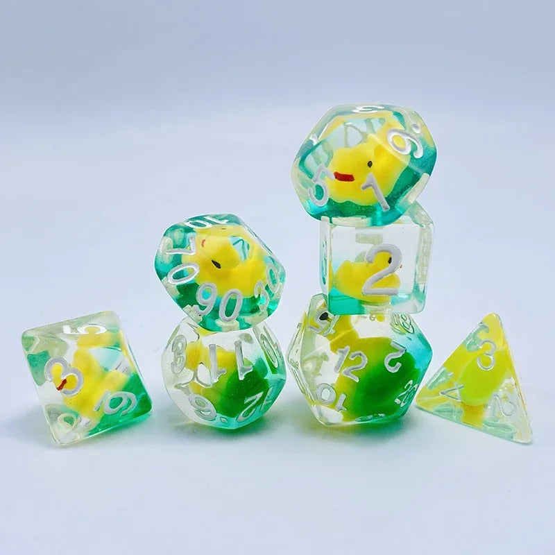 DND Upscale 7Pcs Resin Dice Set Polyhedral Inline Animal D4 D6 D8 D10 D12 D20 Dices for RPG Board Game and Tabletop Games