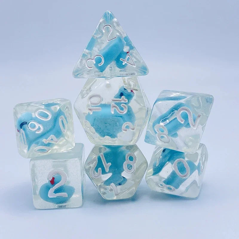 DND Upscale 7Pcs Resin Dice Set Polyhedral Inline Animal D4 D6 D8 D10 D12 D20 Dices for RPG Board Game and Tabletop Games