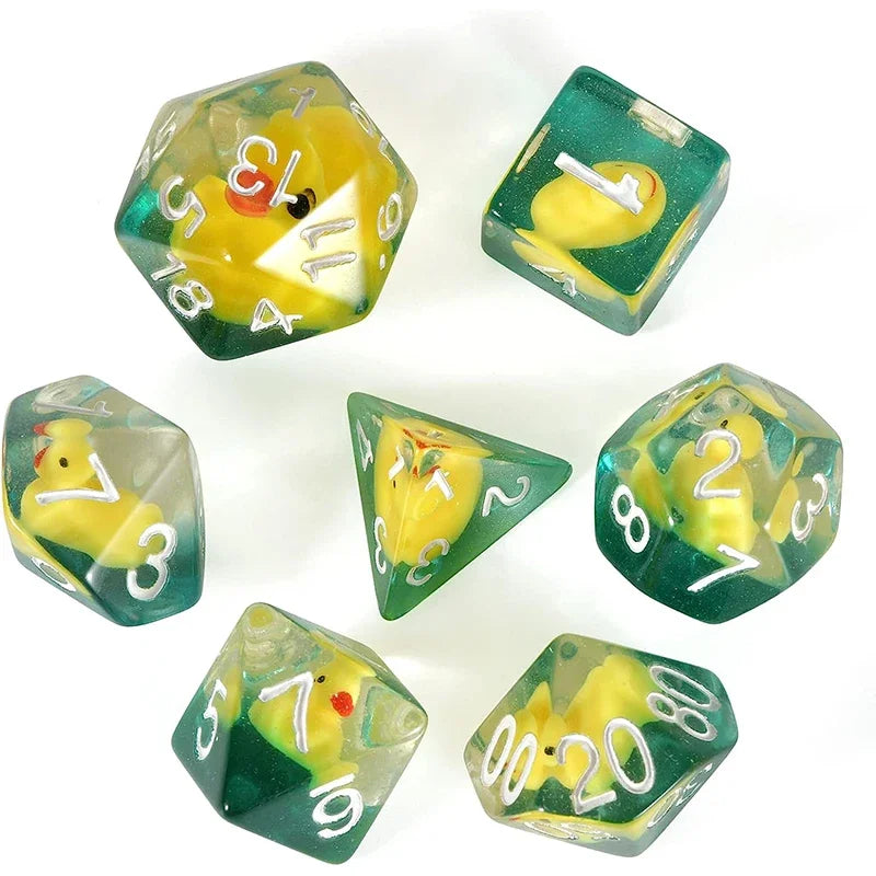 DND Upscale 7Pcs Resin Dice Set Polyhedral Inline Animal D4 D6 D8 D10 D12 D20 Dices for RPG Board Game and Tabletop Games