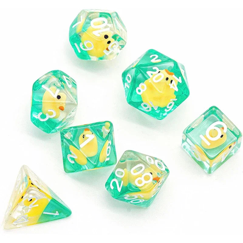 DND Upscale 7Pcs Resin Dice Set Polyhedral Inline Animal D4 D6 D8 D10 D12 D20 Dices for RPG Board Game and Tabletop Games