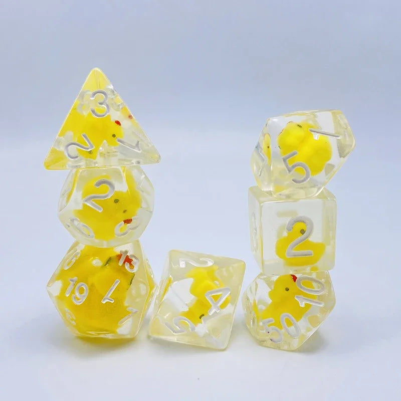 DND Upscale 7Pcs Resin Dice Set Polyhedral Inline Animal D4 D6 D8 D10 D12 D20 Dices for RPG Board Game and Tabletop Games