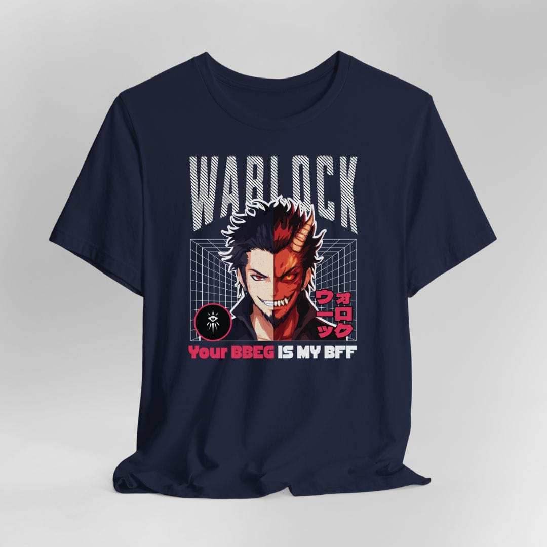 DnD Warlock T-shirt - Your BBEG Is My BFF - Navy / S