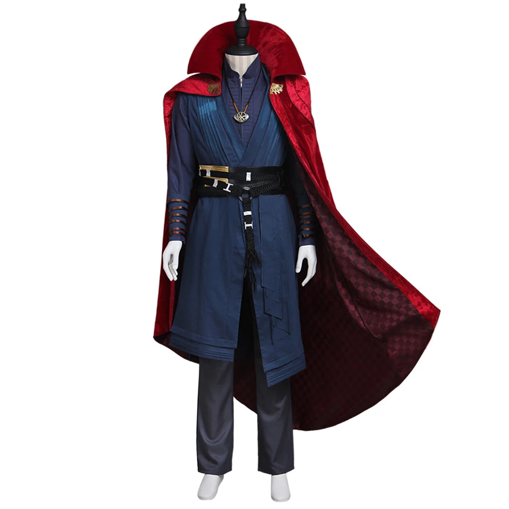 Doctor Stephen Cosplay Stephen Vincent Strange Cosplay Costume Adult Men's Outfit with Cloak Necklace Halloween Party Cape