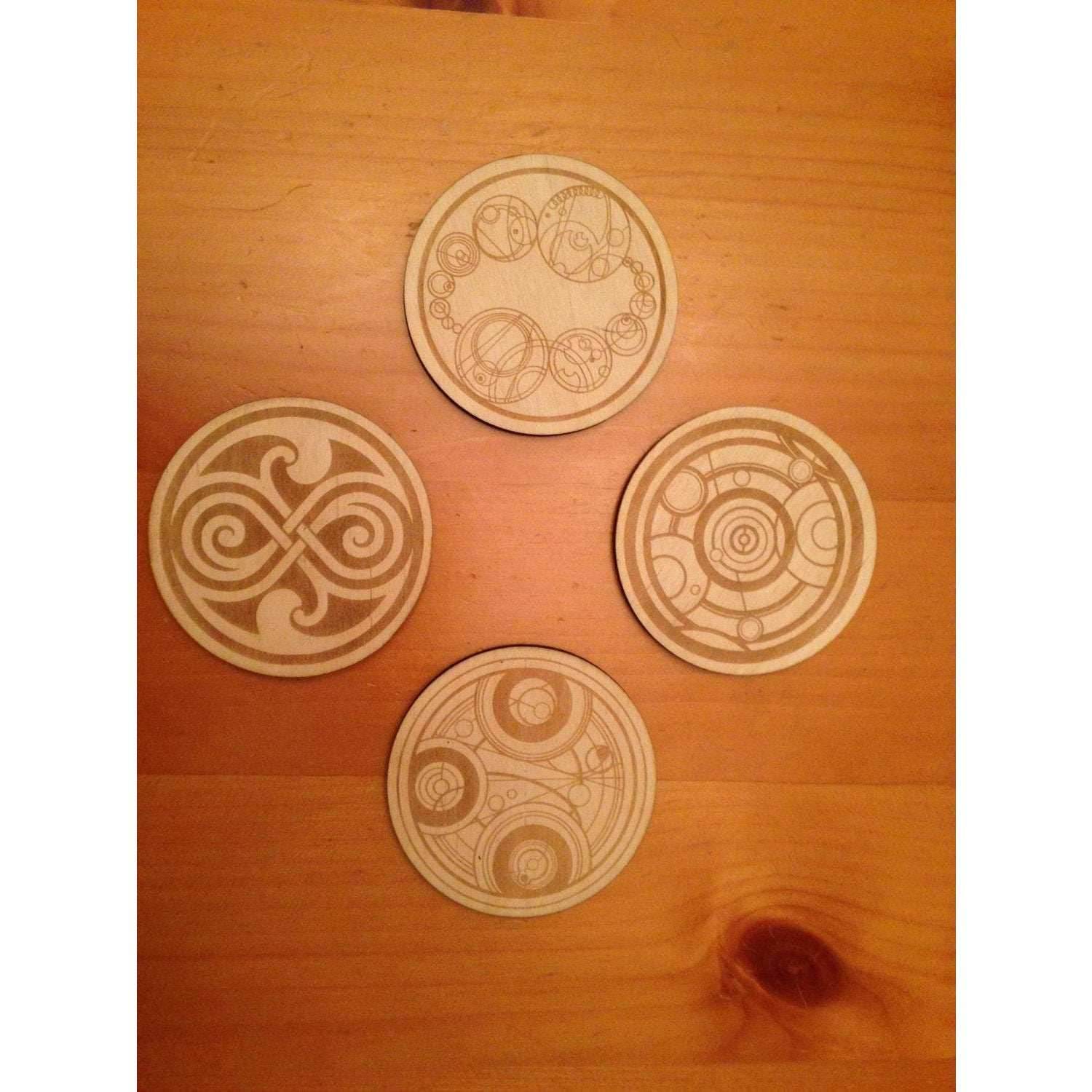Doctor Who Gallifreyan Symbols Wood Drink Coasters Set of 4 - 