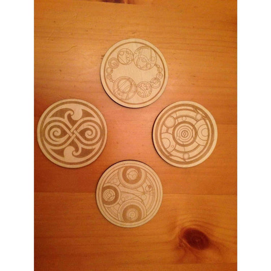 Doctor Who Gallifreyan Symbols Wood Drink Coasters Set of 4 - 