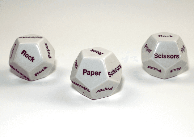 28mm d12 Rock Paper Scissors White/purple | d12 Novelty Dice - 