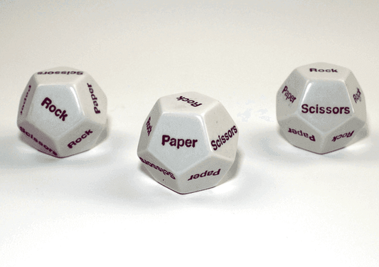 28mm d12 Rock Paper Scissors White/purple | d12 Novelty Dice - 