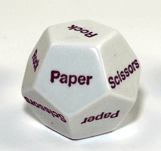 28mm d12 Rock Paper Scissors White/purple | d12 Novelty Dice - 