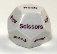 28mm d12 Rock Paper Scissors White/purple | d12 Novelty Dice - 