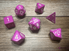 Opaque Polyhedral Light Purple/white 7-Die Set | DND Dice Set OOP - 