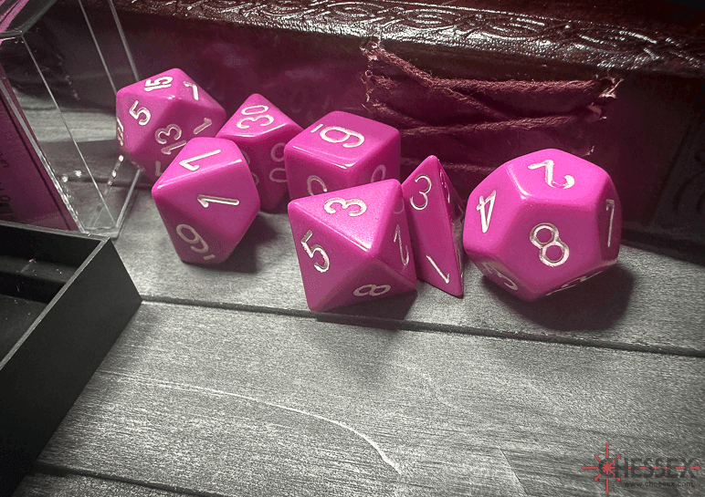 Opaque Polyhedral Light Purple/white 7-Die Set | DND Dice Set OOP - 