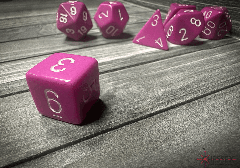Opaque Polyhedral Light Purple/white 7-Die Set | DND Dice Set OOP - 