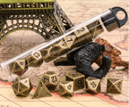 Basic Gold Mini Metal Dice Ancient Effect | (10mm to 15mm) 7-Dice Udixi RPG - 