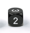 Opaque Black/white 16mm d3 (d6 w/ 1-2-3 twice) Black/white (SOLD PER PIECE) - 