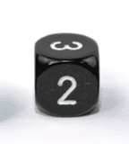 Opaque Black/white 16mm d3 (d6 w/ 1-2-3 twice) Black/white (SOLD PER PIECE) - 