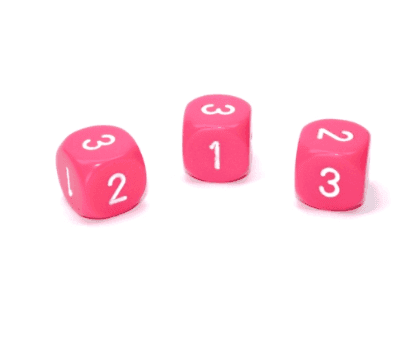 Opaque Pink/white 16mm d3 (d6 w/ 1-2-3 twice) Pink/white (SOLD PER PIECE) - 