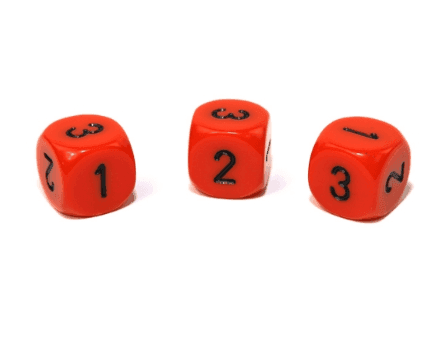 Opaque Orange/black 16mm d3 (d6 w/ 1-2-3 twice) Orange/black (SOLD PER PIECE) - 