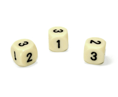 Opaque Ivory/black 16mm d3 (d6 w/ 1-2-3 twice) Ivory/black (SOLD PER PIECE) - 