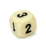 Opaque Ivory/black 16mm d3 (d6 w/ 1-2-3 twice) Ivory/black (SOLD PER PIECE) - 