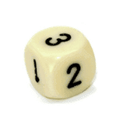 Opaque Ivory/black 16mm d3 (d6 w/ 1-2-3 twice) Ivory/black (SOLD PER PIECE) - 