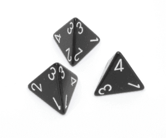 Opaque Polyhedral Black/white d4 | 4-Sided Dice (sold per die) - 