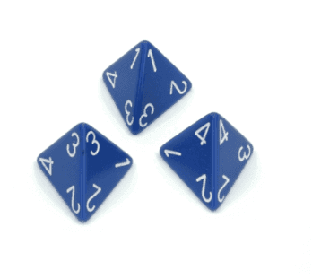 Opaque Polyhedral Blue /white d4 | 4-Sided Dice (sold per die) - 