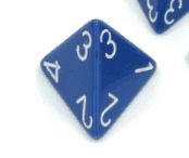 Opaque Polyhedral Blue /white d4 | 4-Sided Dice (sold per die) - 