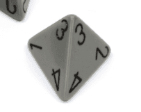 Opaque Polyhedral Grey /black d4 | 4-Sided Dice (sold per die) - 