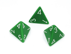 Opaque Polyhedral Green /white d4 | 4-Sided Dice (sold per die) - 