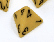Opaque Polyhedral Yellow /black d4 | 4-Sided Dice (sold per die) - 