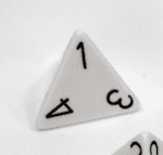 Opaque Polyhedral White /black d4 | 4-Sided Dice (sold per die) - 