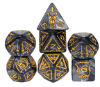 Giant Fighter Pearl Dice (7) with Gold Numbers JUMBO Dice Set (Available in Several Colors) - White w/Gold