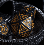 Giant Fighter Pearl Dice (7) with Gold Numbers JUMBO Dice Set (Available in Several Colors) - White w/Gold
