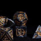 Giant Fighter Pearl Dice (7) with Gold Numbers JUMBO Dice Set (Available in Several Colors) - White w/Gold