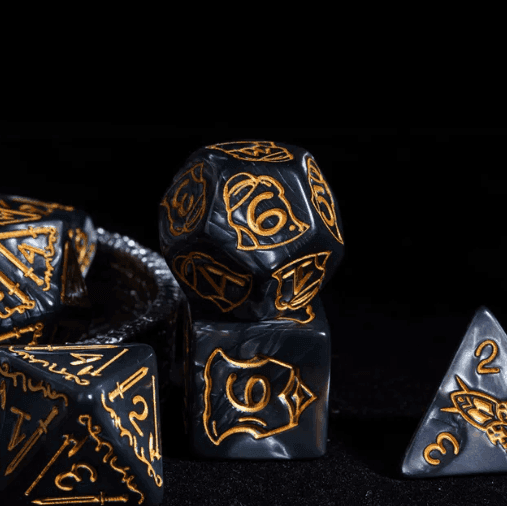 Giant Fighter Pearl Dice (7) with Gold Numbers JUMBO Dice Set (Available in Several Colors) - White w/Gold