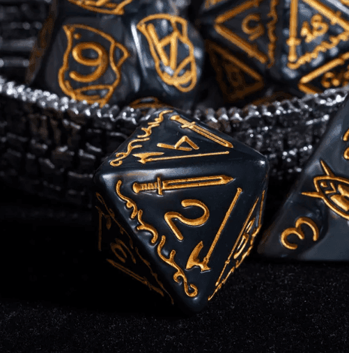 Giant Fighter Pearl Dice (7) with Gold Numbers JUMBO Dice Set (Available in Several Colors) - White w/Gold