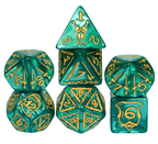 Giant Fighter Pearl Dice (7) with Gold Numbers JUMBO Dice Set (Available in Several Colors) - White w/Gold