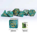 Giant Fighter Pearl Dice (7) with Gold Numbers JUMBO Dice Set (Available in Several Colors) - White w/Gold